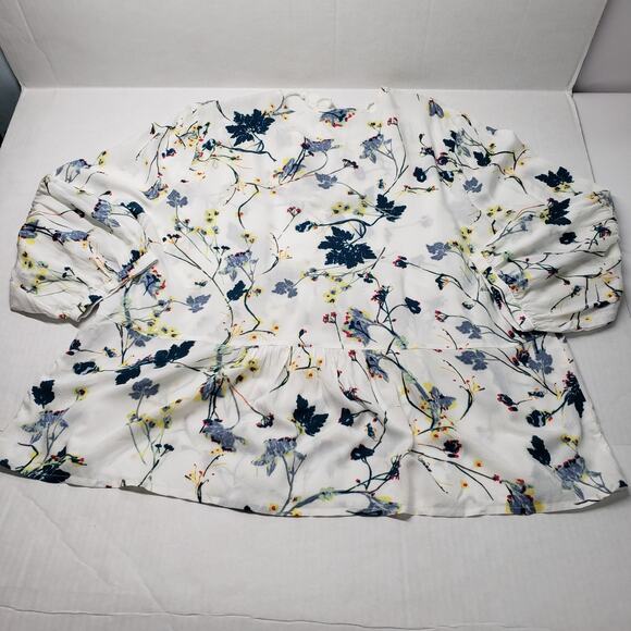Caslon Blouse Womens XXL White Floral Peasant Bohemian 3/4 Sleeve Cottagecore - Picture 15 of 16